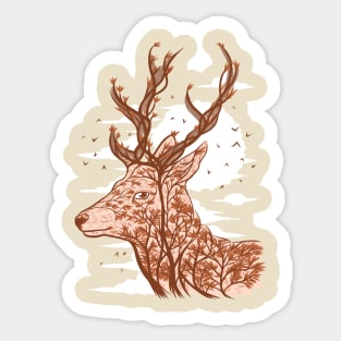 Tree deer beautiful animal Sticker